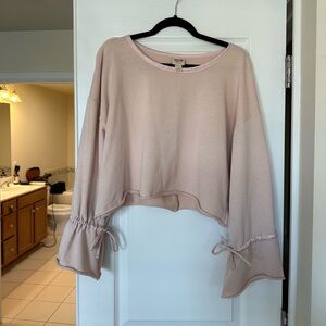 Mossimo Supply Co. Bell Tie Sleeve Cropped Sweatshirt in Light Pink